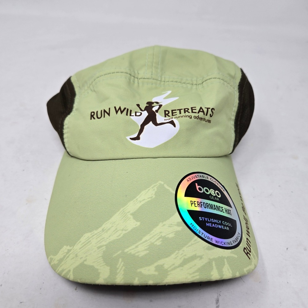 Boco Gear Run Wild Retreats Performance Hat Sage Green Trail Running Cap OSFM
